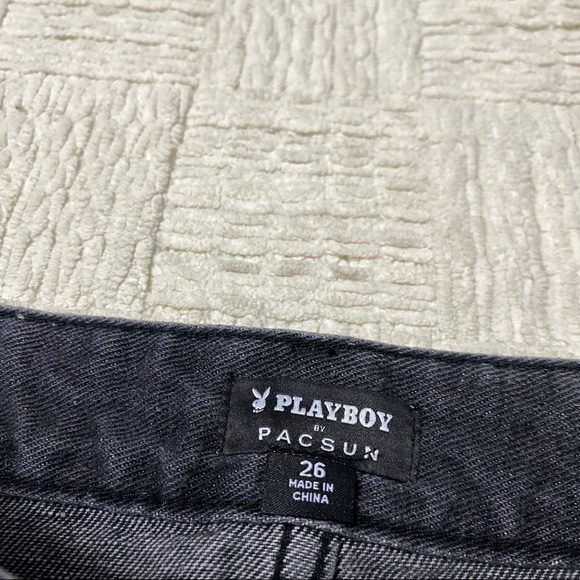 Playboy By PacSun Ultra High Waisted Denim Skirt Sz 26 Bunny Bejeweled NWT Black - Picture 5 of 7